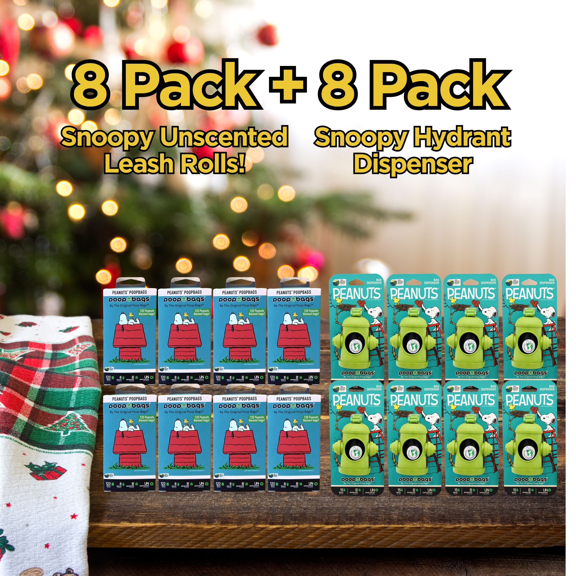 Stocking Stuffer Snoopy Unscented Leash Rolls + Snoopy Hydrant Dispenser Bundle