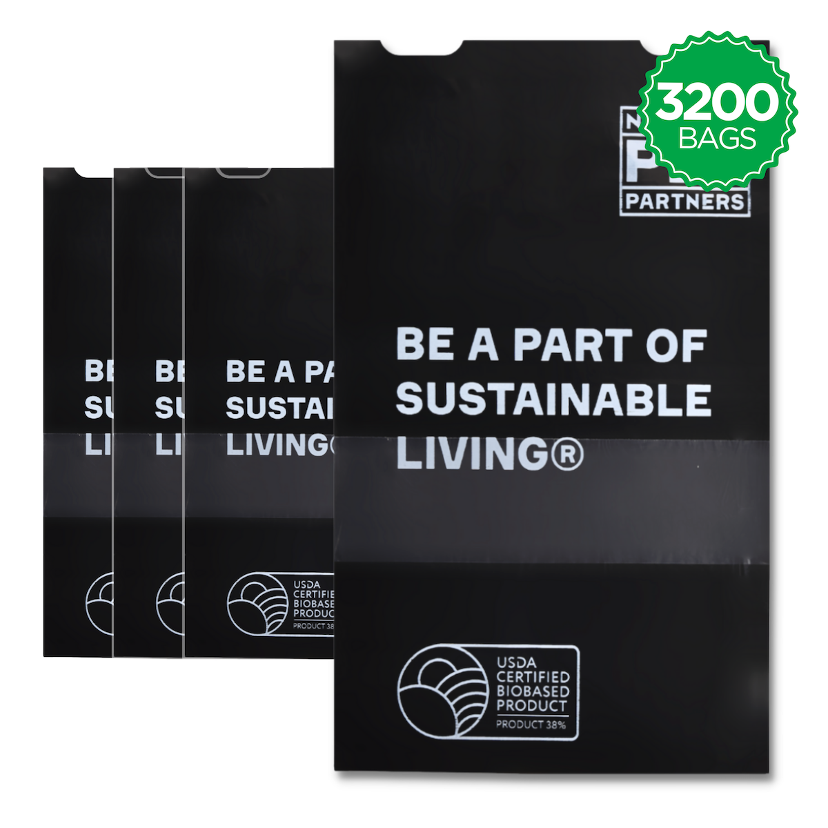 USDA Certified Biobased Commercial Bulk Flat Header Pull-Strap Poop Bags