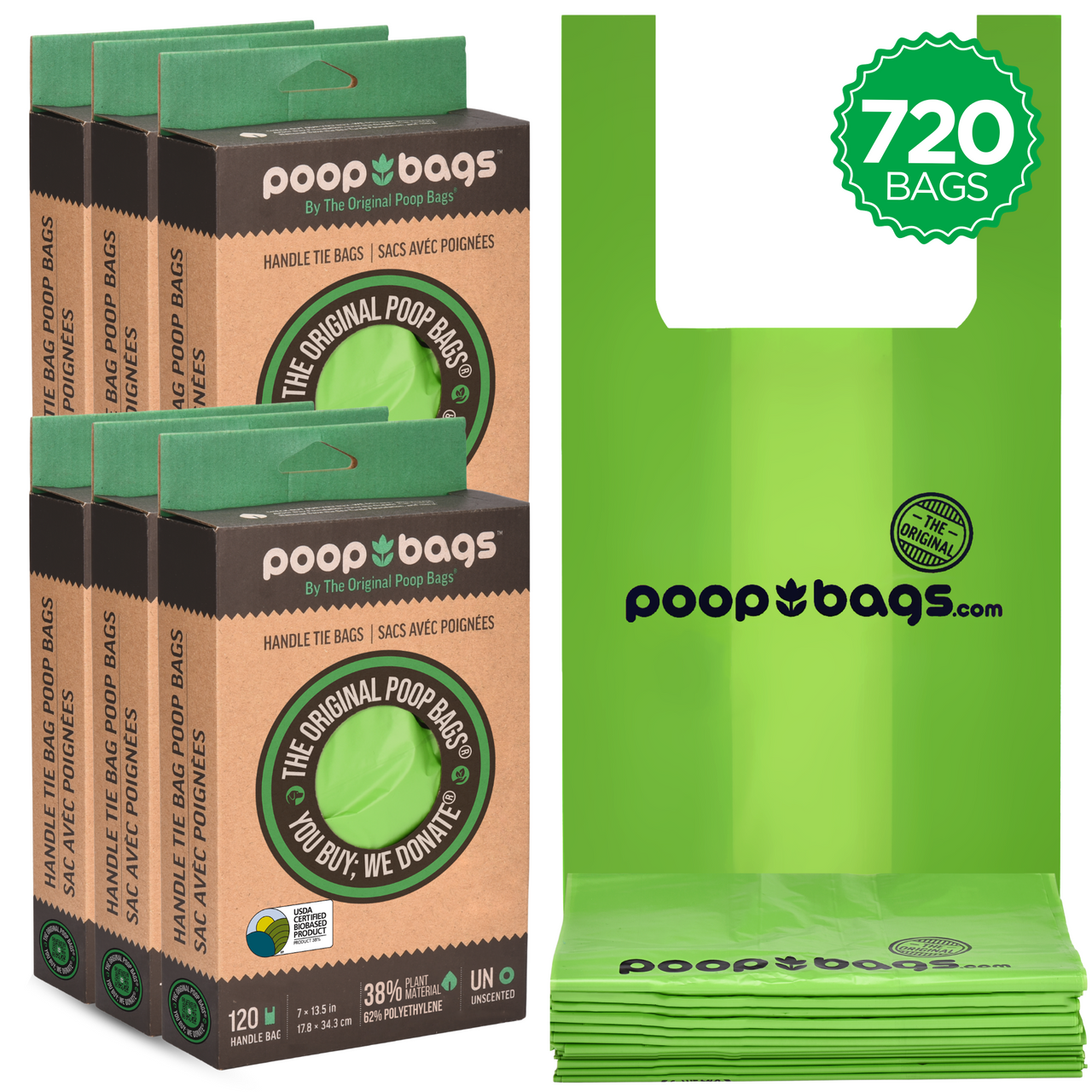 The Original Poop Bags® 720 Handle Tie Dog Waste Bags 