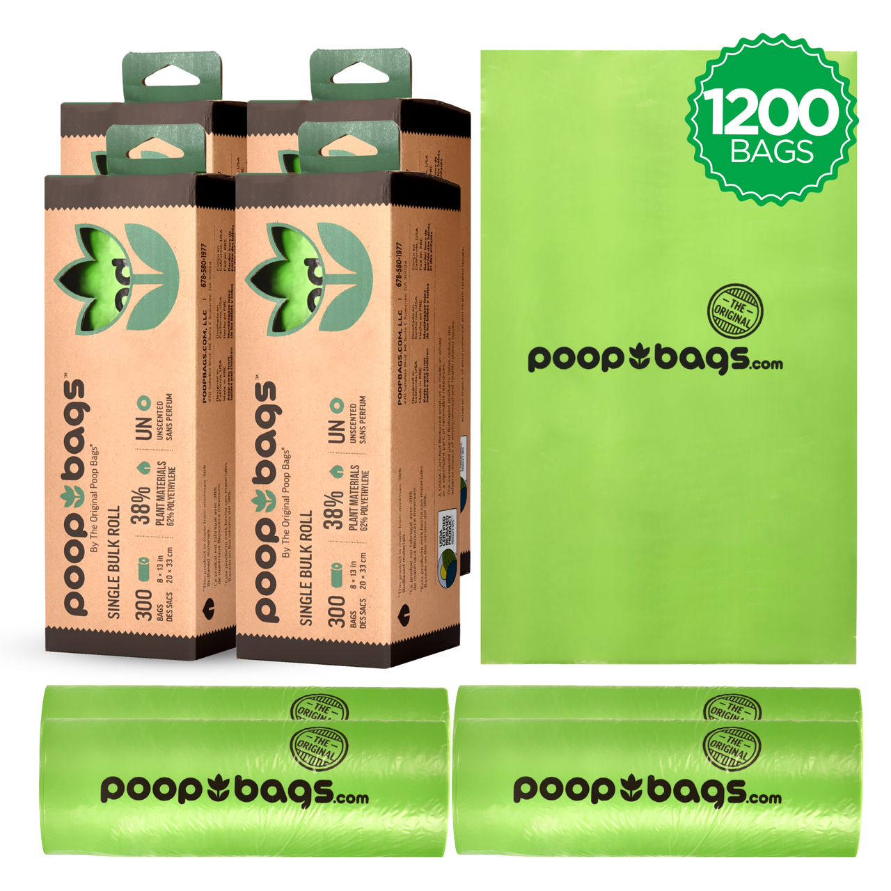 The Original Poop Bags® 1200 Doggy Bags in Bulk Rolls 