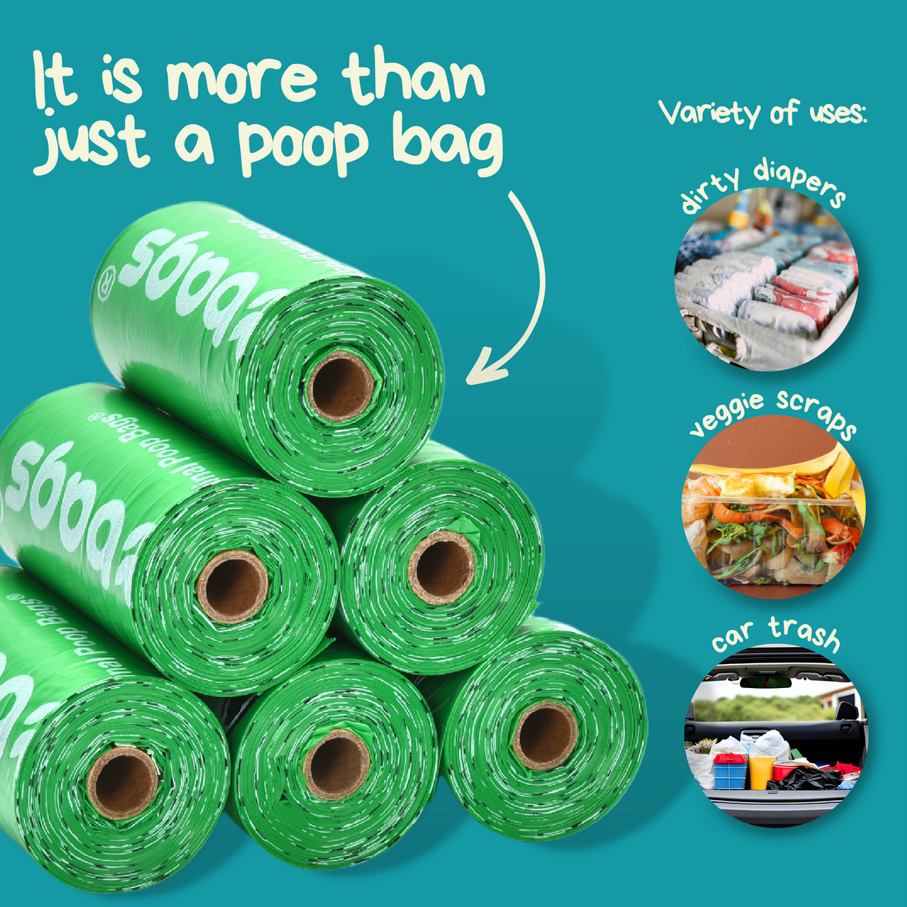360 Unscented Poop Bags in Leash Rolls (360PBPN351)