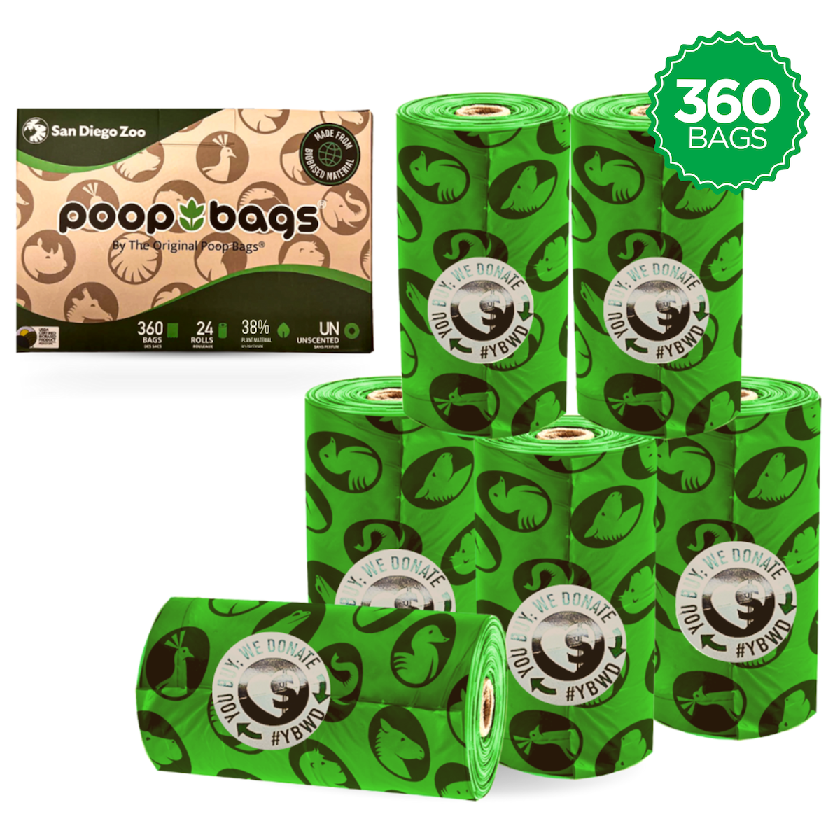 360 USDA Biobased San Diego Zoo Leash Rolls Poop Bags