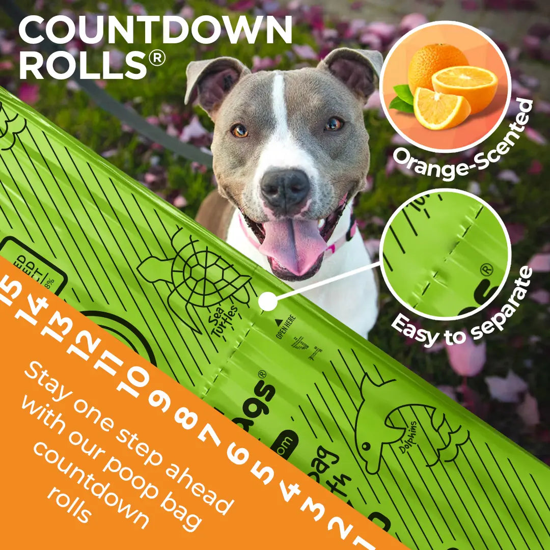Countdown Rolls® Orange Scented Leash Roll Poop Bags