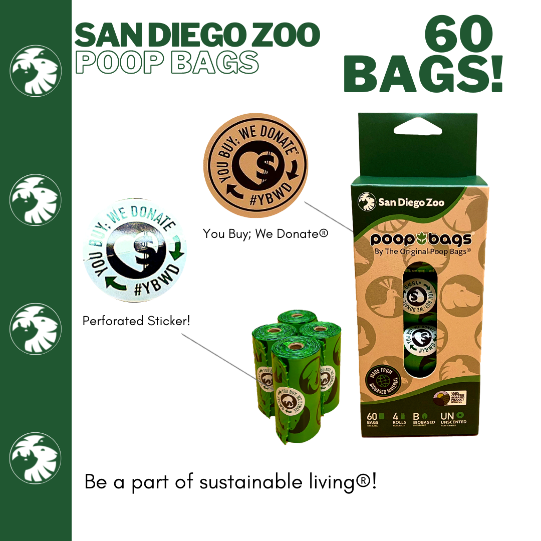 60 USDA Biobased San Diego Zoo Leash Rolls Poop Bags