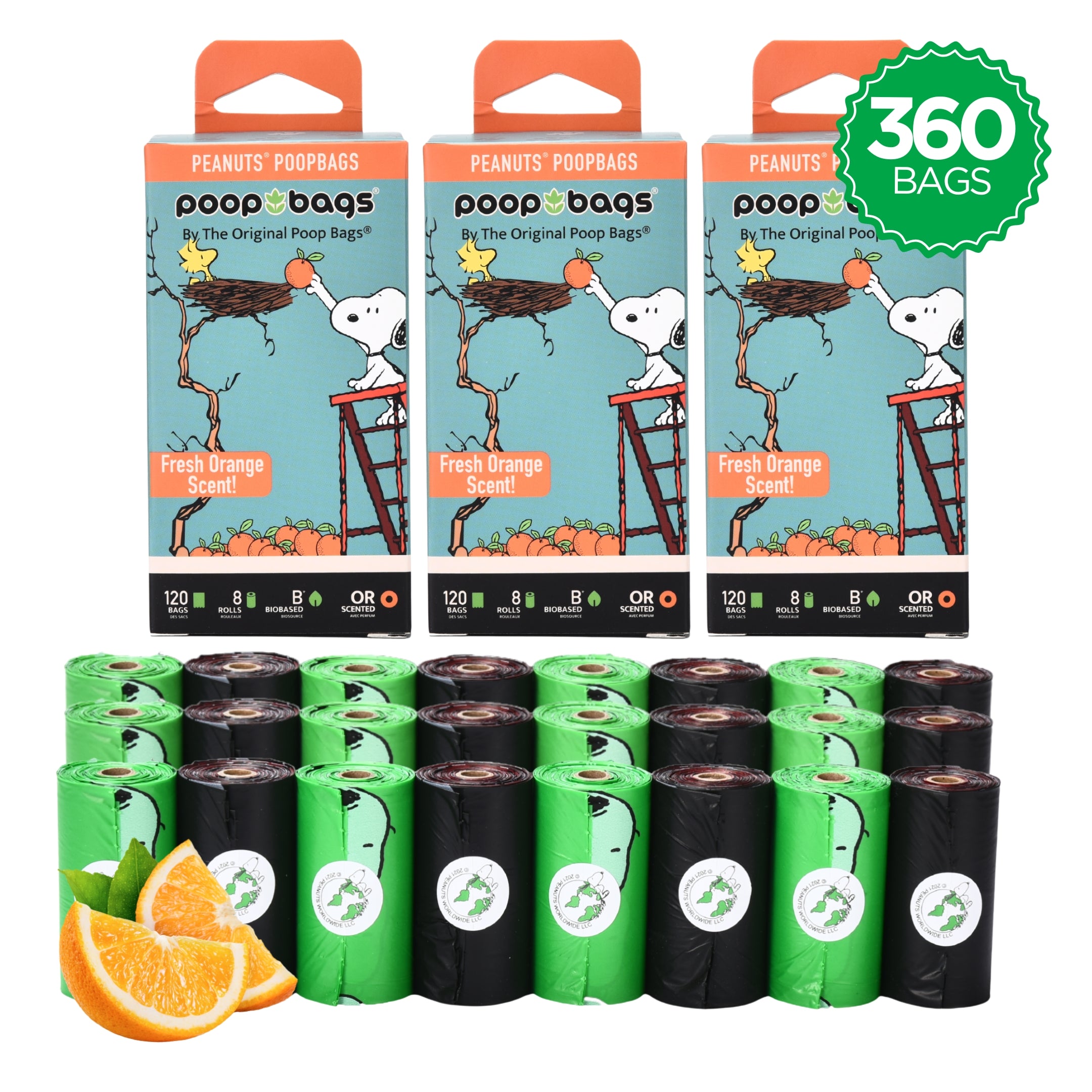 Snoopy® Orange Scented Leash Roll Poop Bags