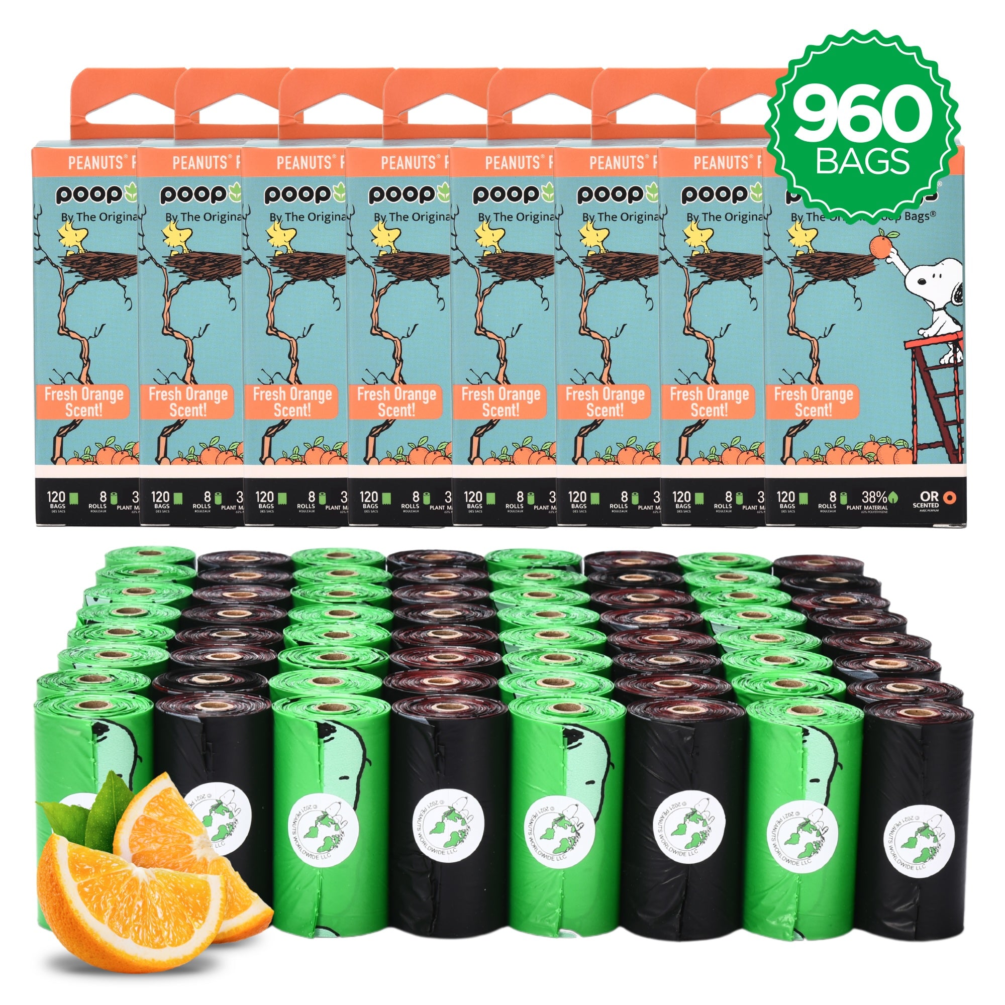 Snoopy® Orange Scented Leash Roll Poop Bags