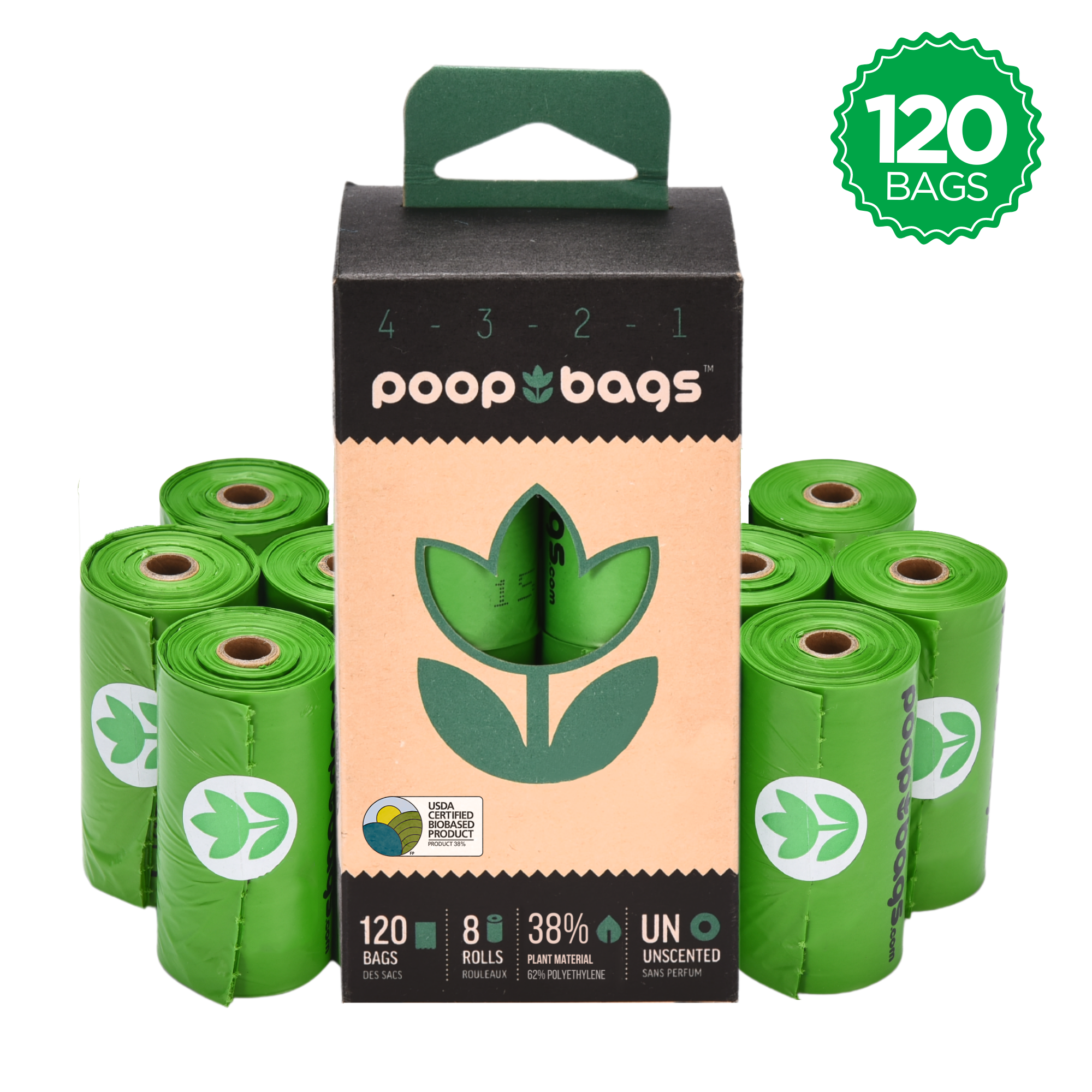 Countdown Rolls® Unscented Leash Roll Poop Bags