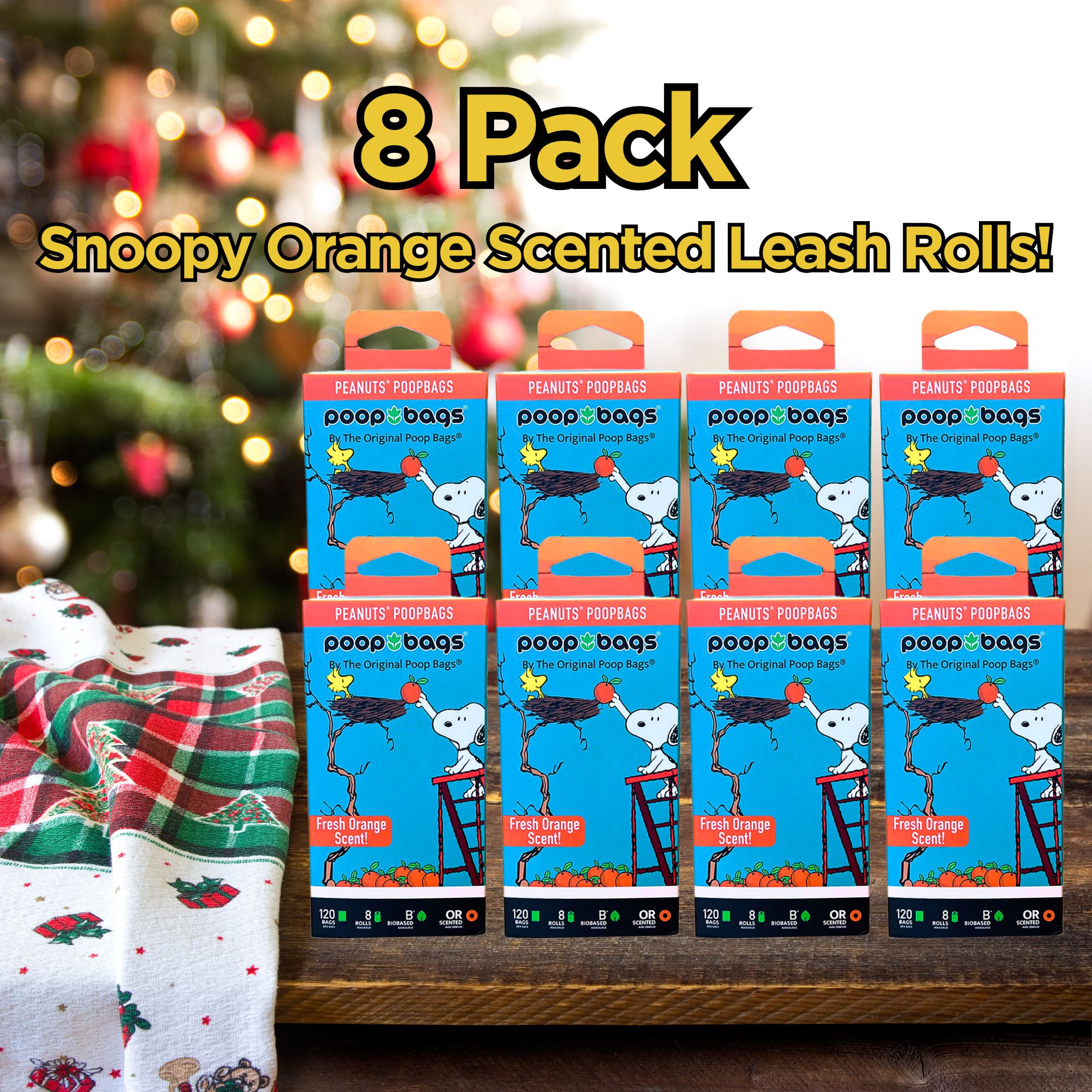 Stocking Stuffer Snoopy Orange Scented Leash Roll Bundle