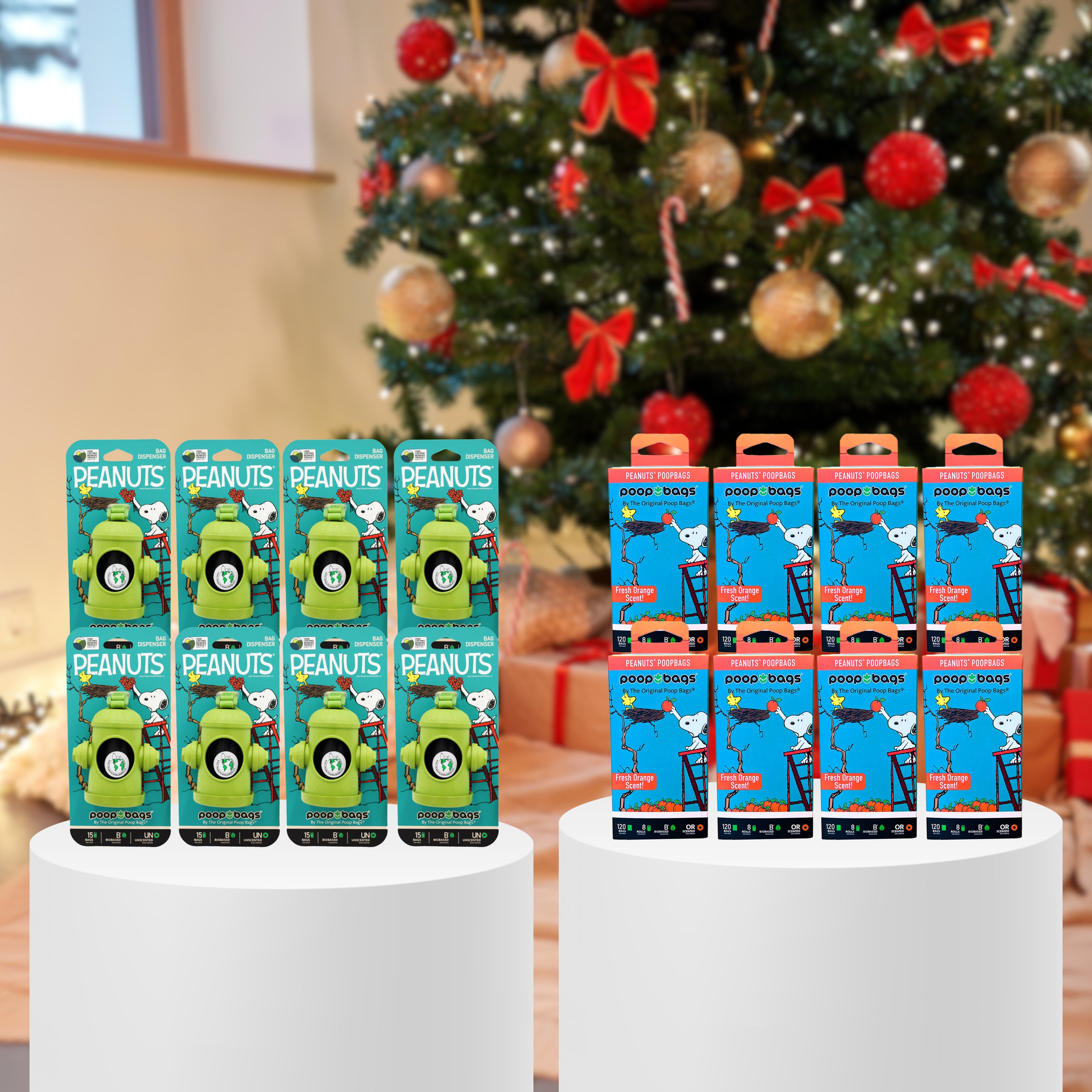 Stocking Stuffer Snoopy Orange Scented Leash Roll + Snoopy Hydrant Dispenser Bundle