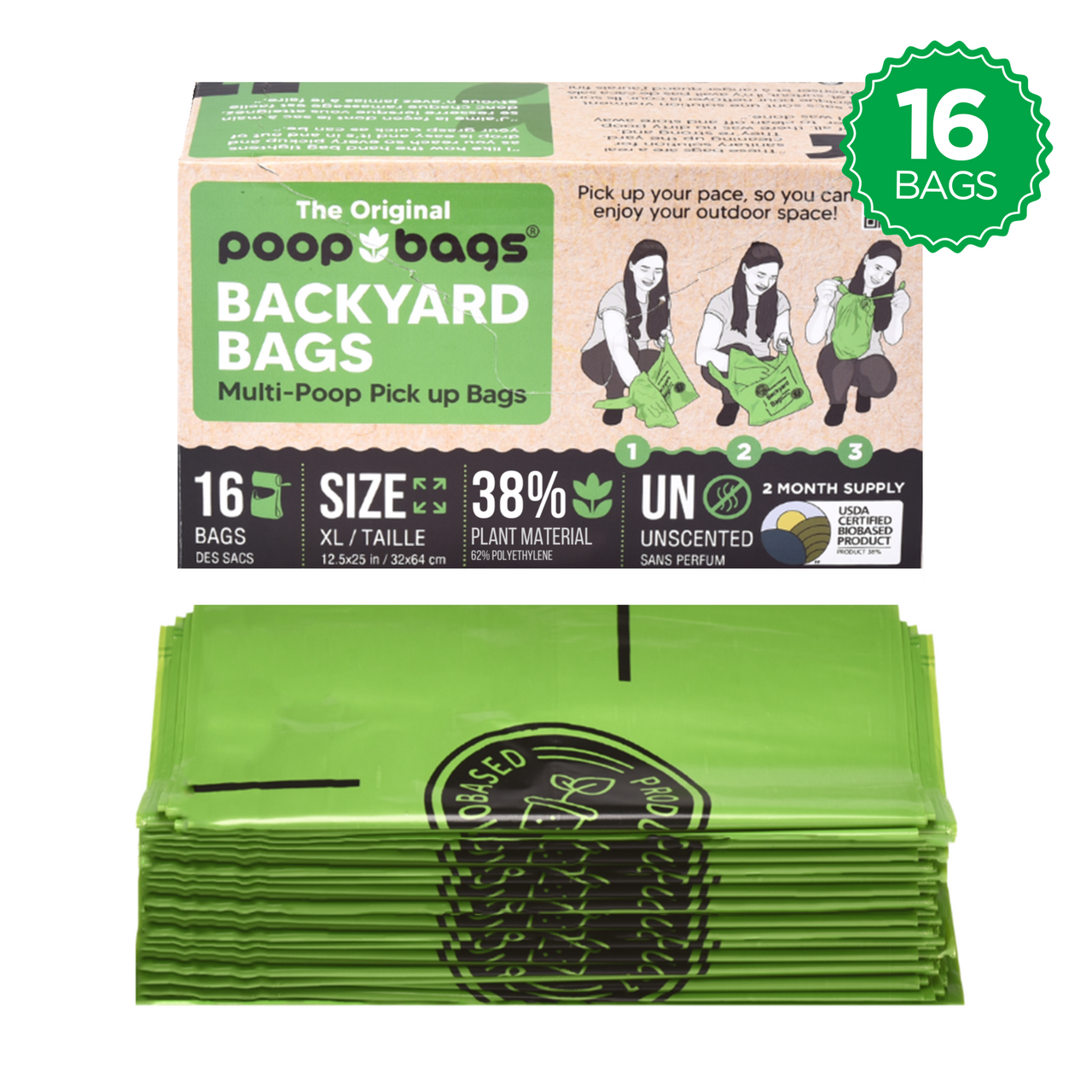 The Original Poop Bags® 16 Pick-Up Backyard Bags