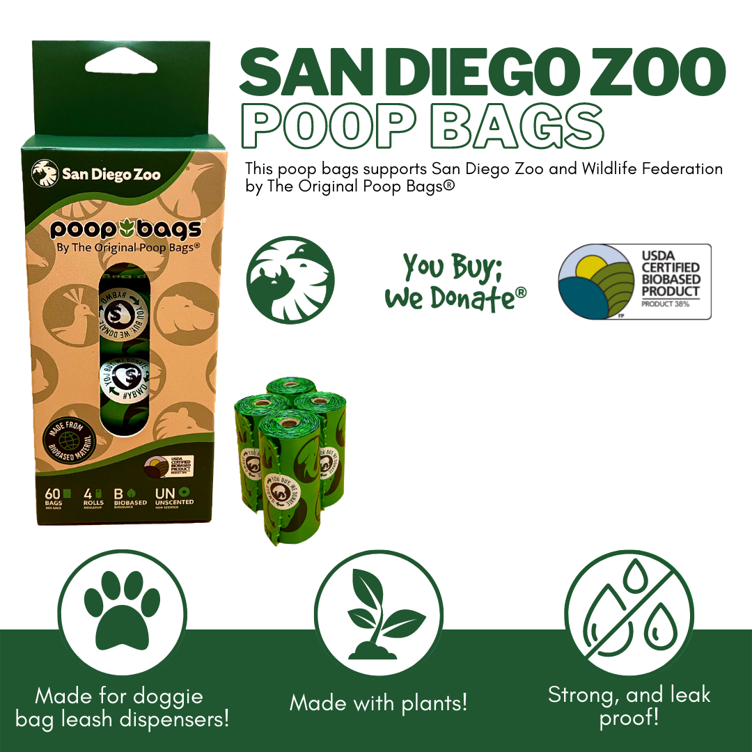 60 USDA Biobased San Diego Zoo Leash Rolls Poop Bags