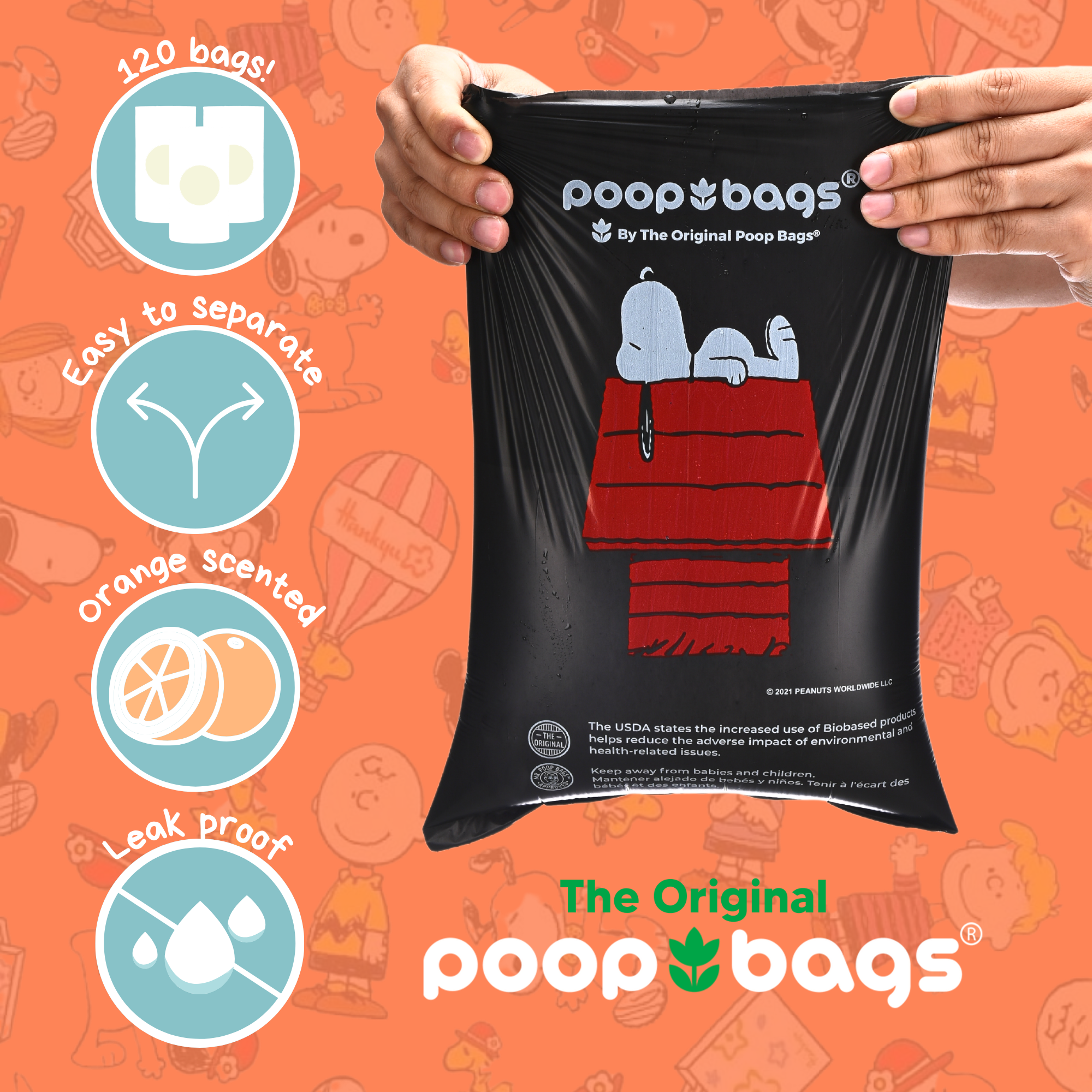 Orange Scented Leash Roll Poop Bags