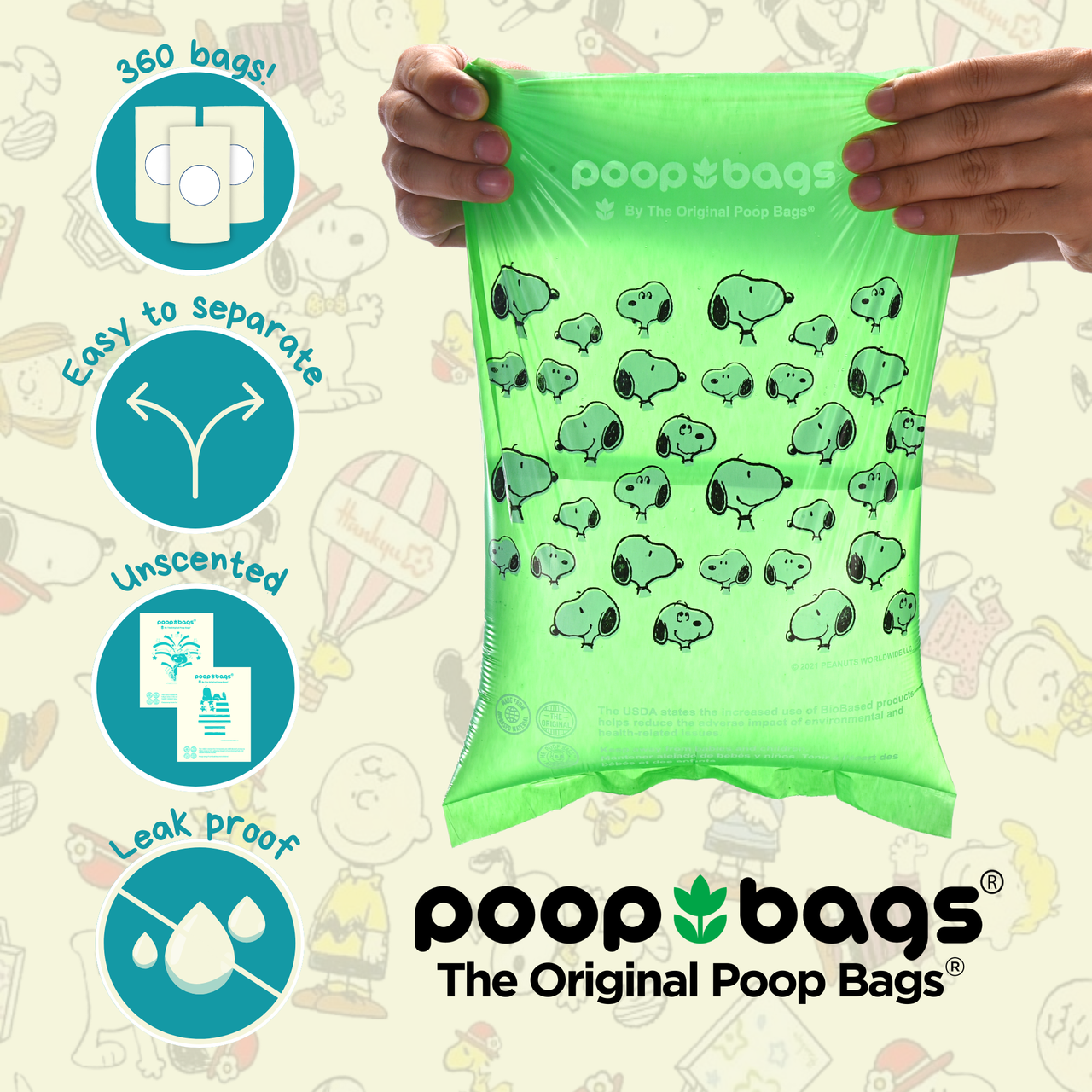 360 Unscented Poop Bags in Leash Rolls (360PBPN351)