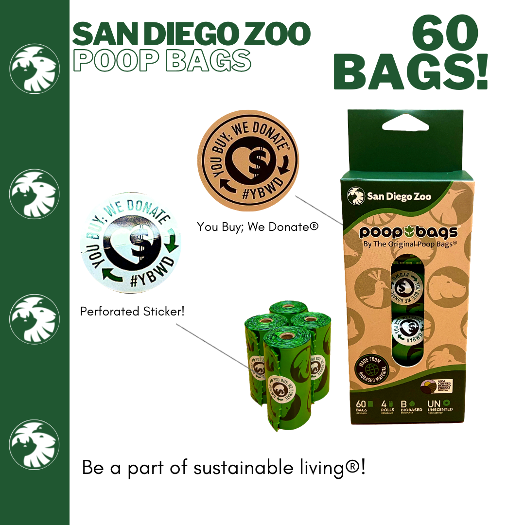 You Buy; We Donate® USDA Biobased San Diego Zoo Wildlife Alliance Leash Rolls with 60 dog waste poop bags