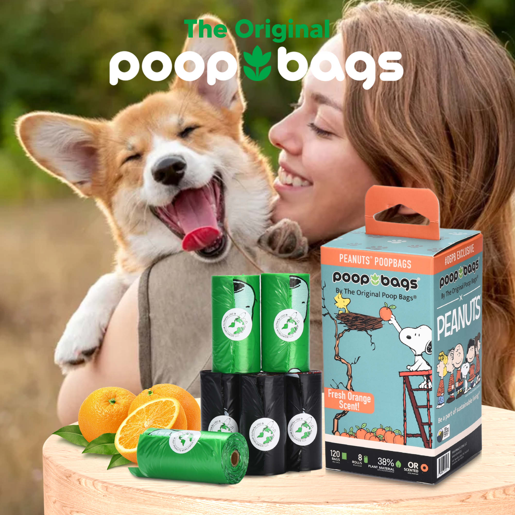 Orange Scented Leash Roll Poop Bags