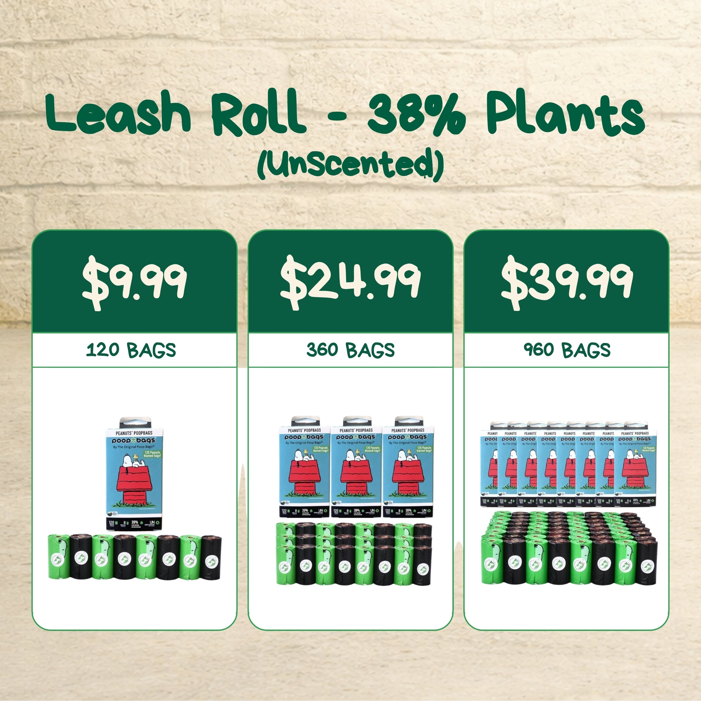 Unscented Leash Roll Poop Bags