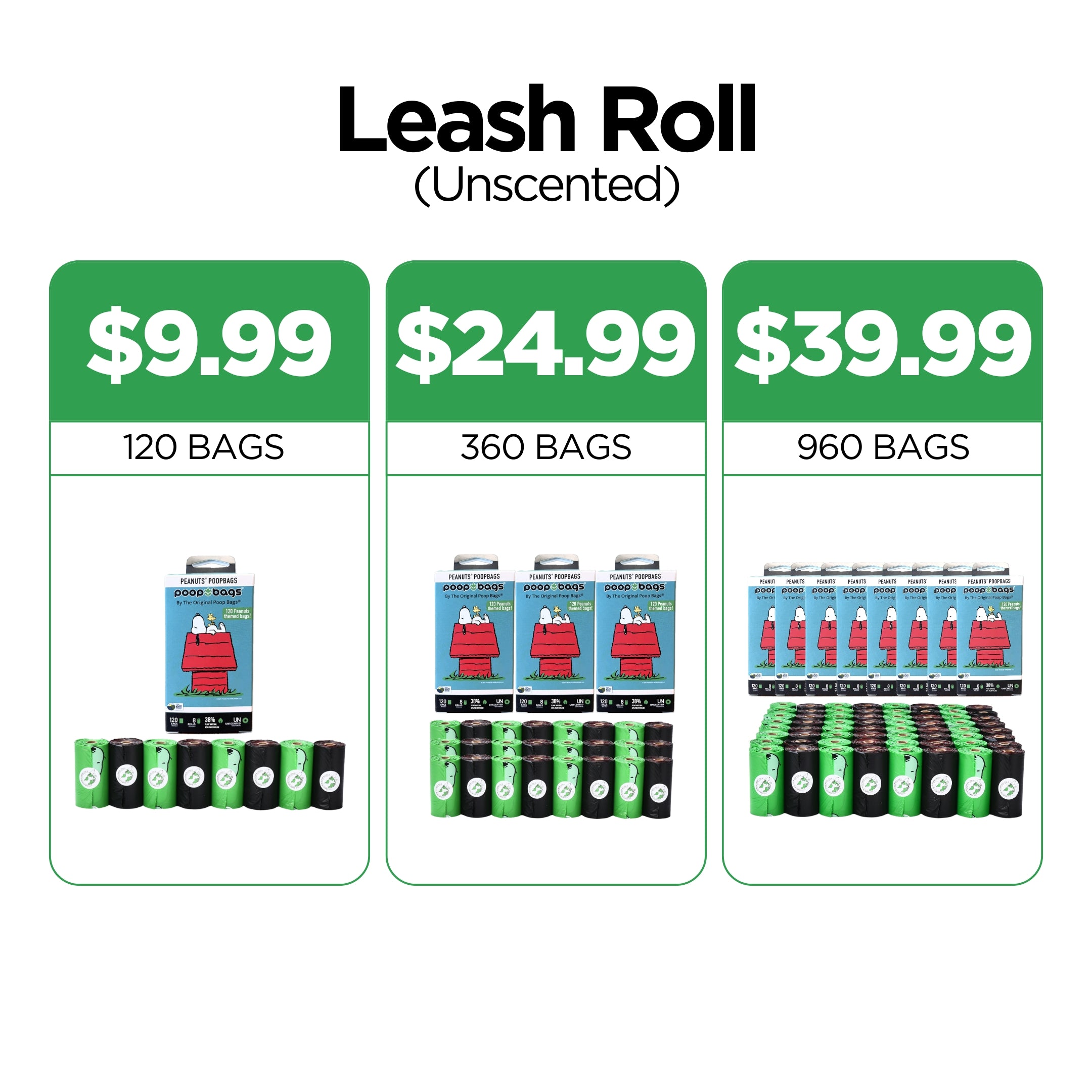 Unscented Leash Roll Poop Bags