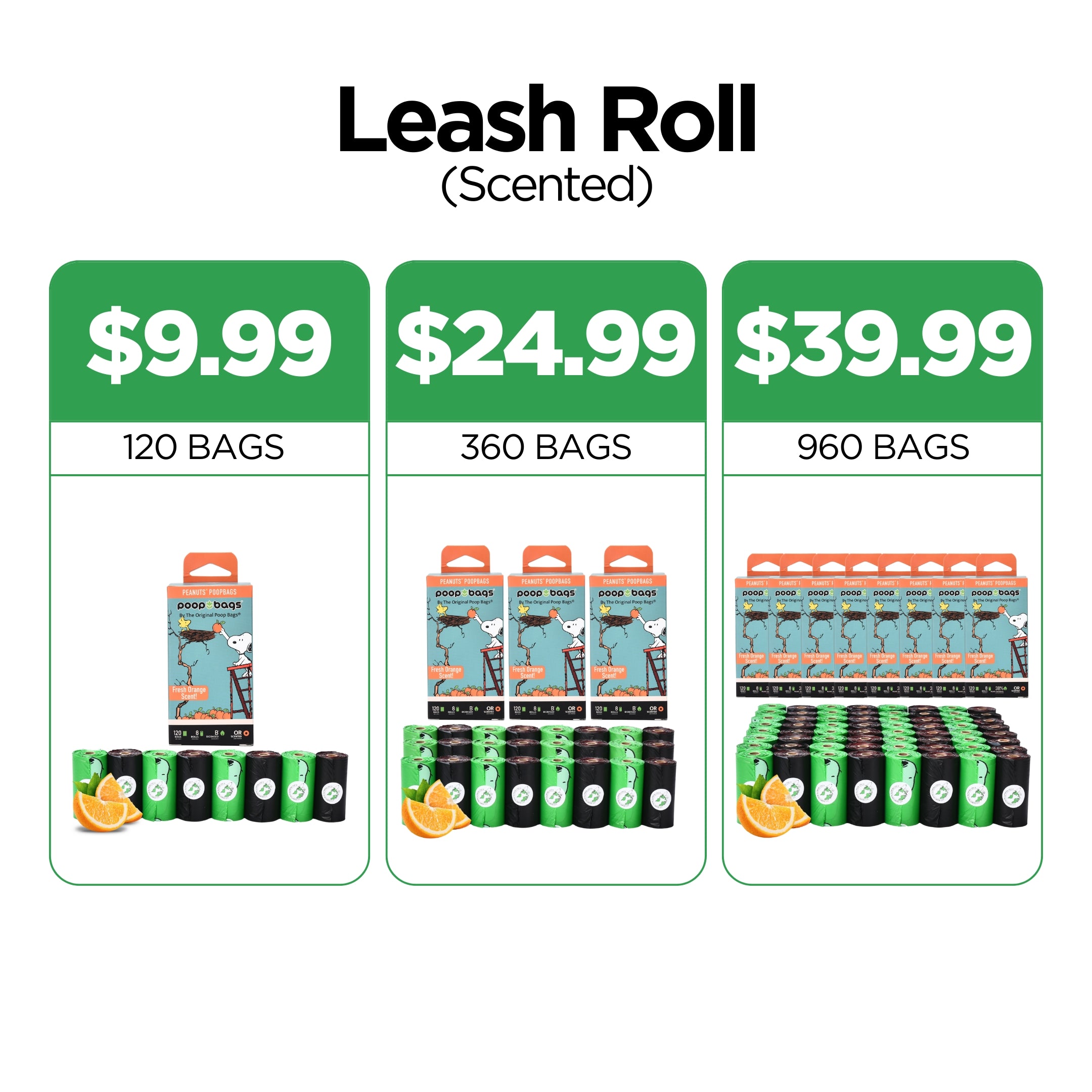Orange Scented Leash Roll Poop Bags