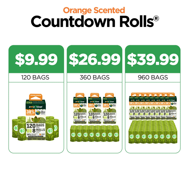 Countdown Rolls® Orange Scented Leash Roll Poop Bags
